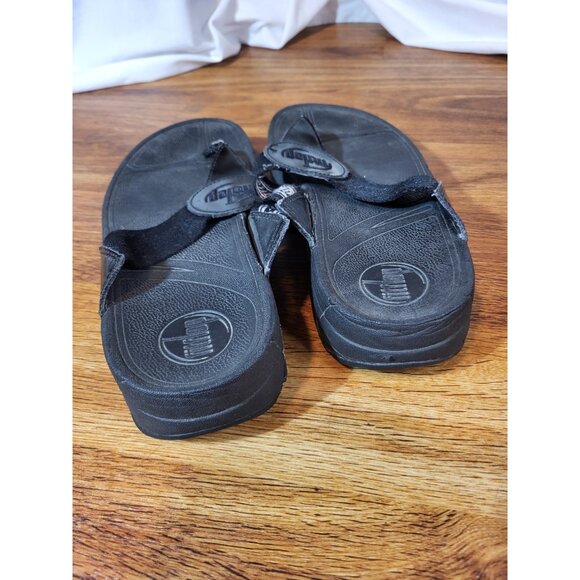 Fitflop Fit Flops Black Patent Leather & Nylon The Very First Style #3800 Sz 9 - Picture 3 of 4